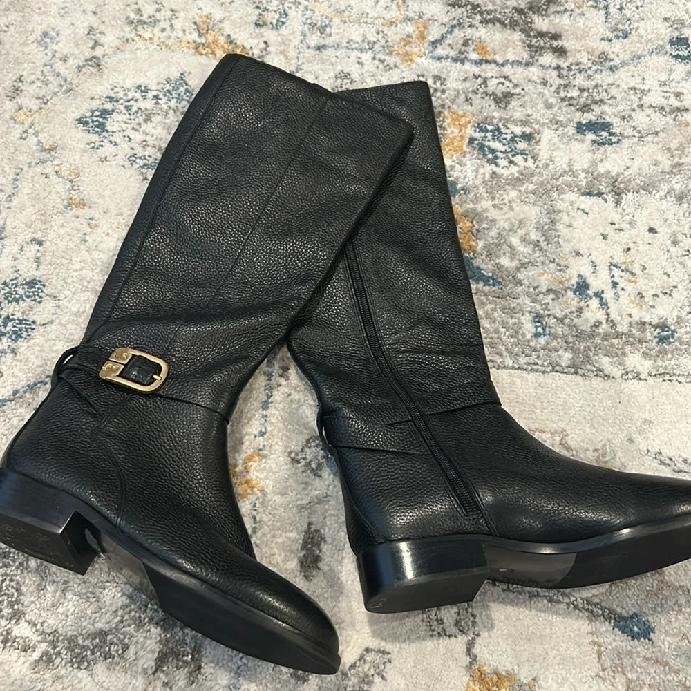 Tory Burch Brooke High Boots Leather Black 6 English Countryside Dark Academia